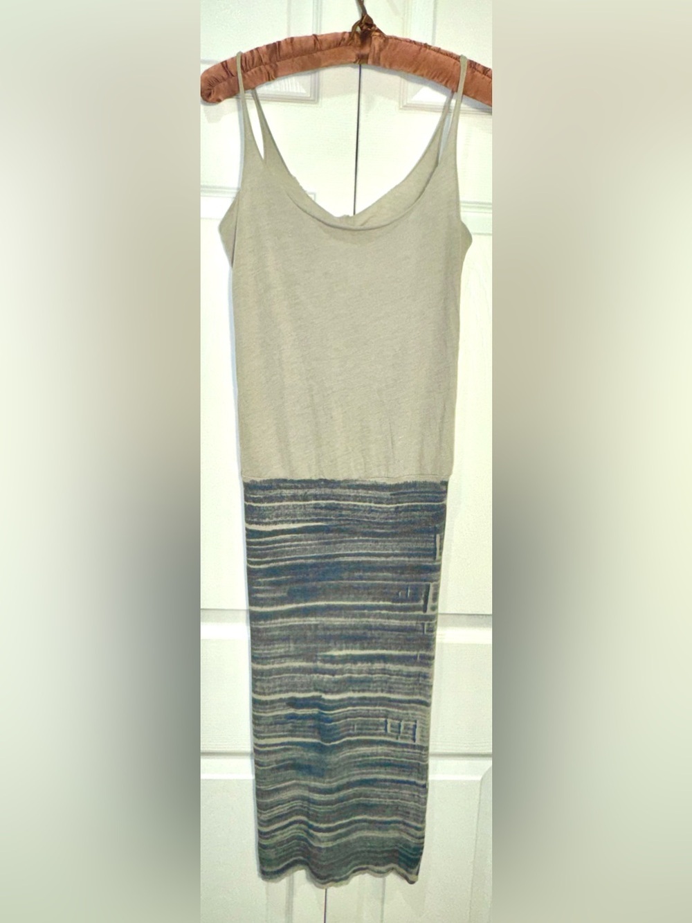 Raquel Allegra Basic Tie Dye Ombre Tank Midi Dress Gray Blue Size 1 (small/4-6)
